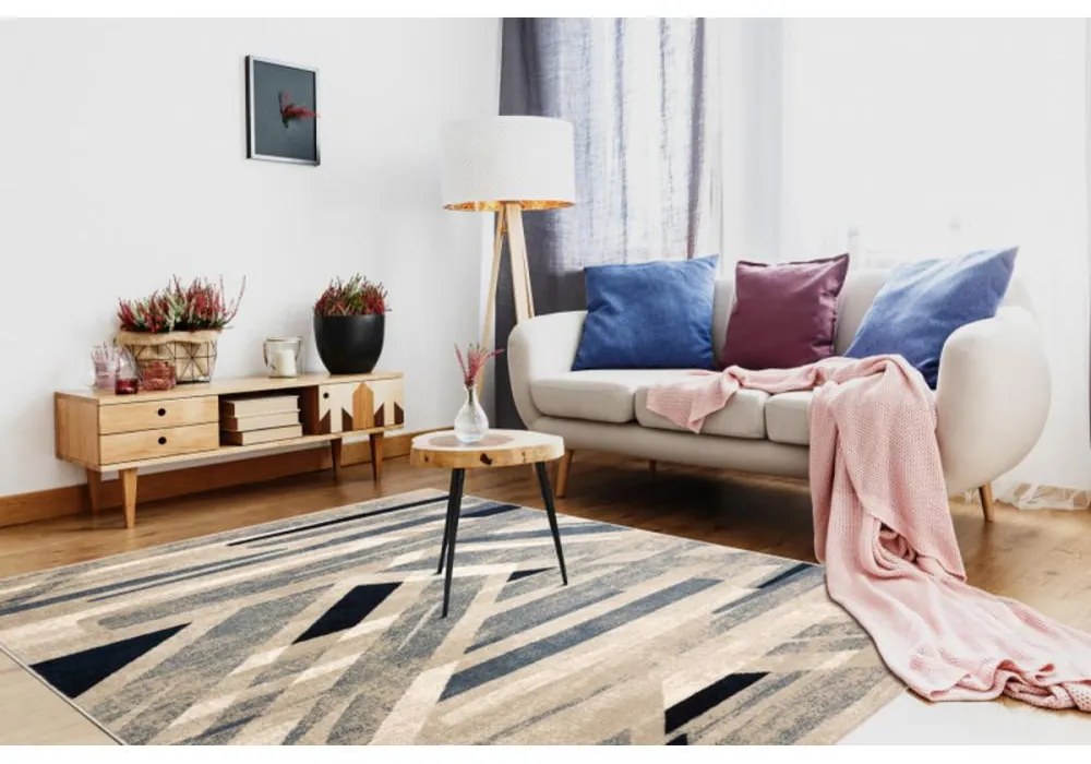 Vlnený kusový koberec Basim béžovo modrý 160x230cm