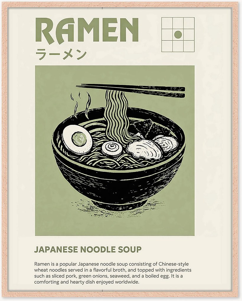 Ručne vyrobená nástenná dekorácia v ráme Ramen