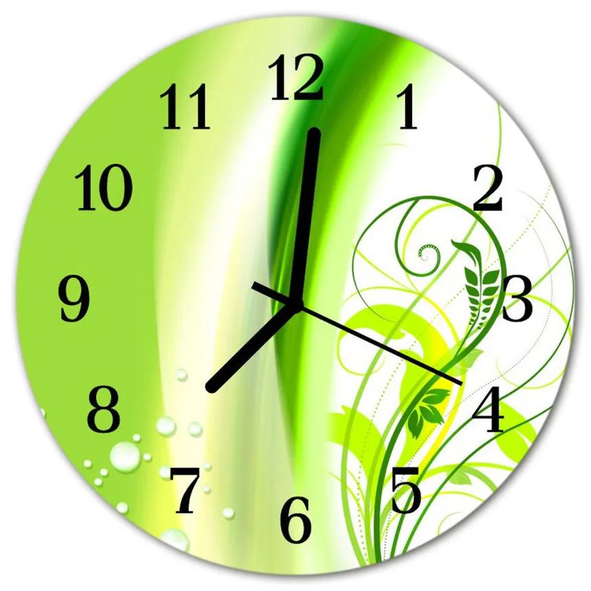 Sklenené hodiny okrúhle Vegetatívny vzor fi 30 cm