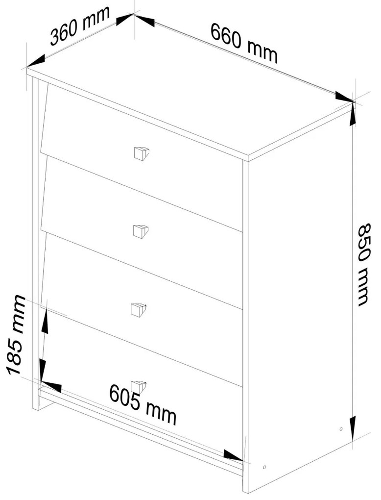 Botník Rubin 66 cm - 4 dvierka biely