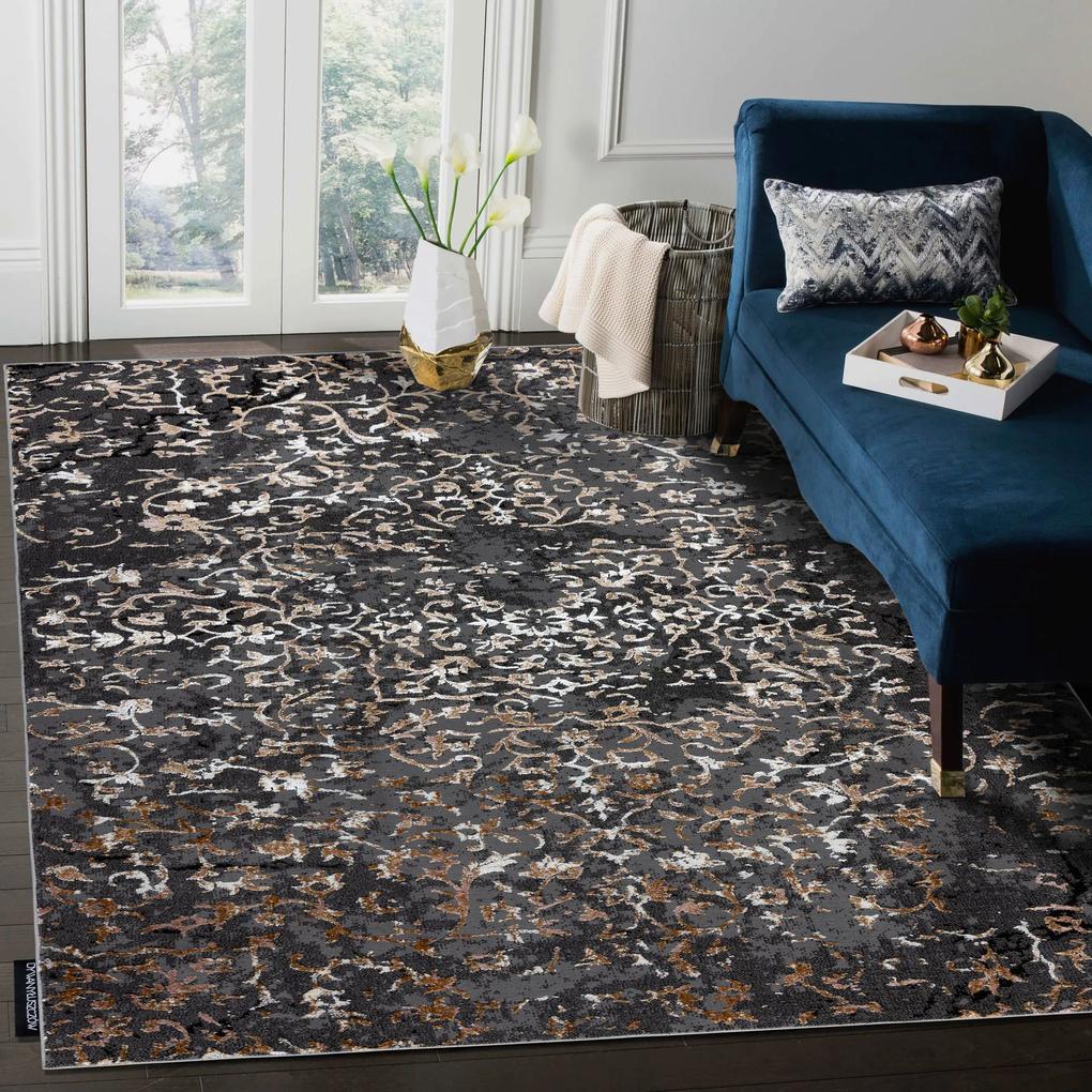 Moderný koberec DE LUXE 2080 ornament vintage - Štrukturálny sivá Veľkosť: 140x190 cm