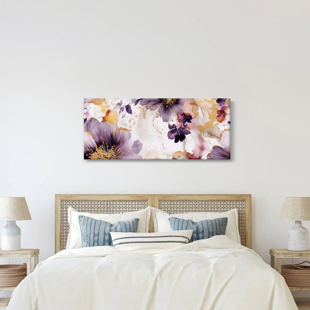 Obraz - Akvarelové kvety (120x50 cm)