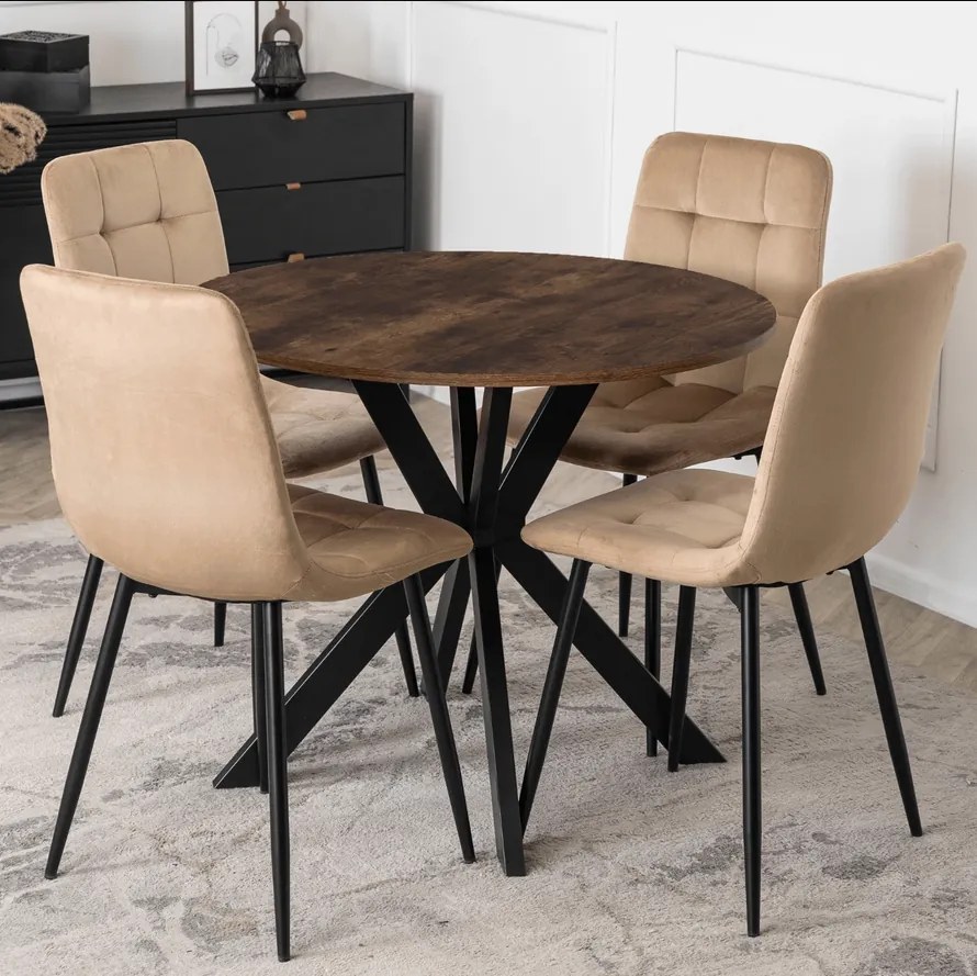 Stôl ERION 90 cm Dub Rustikál / čierny