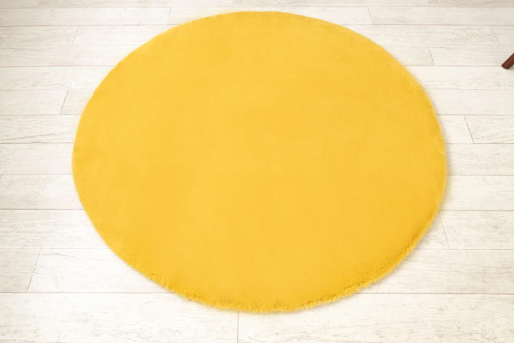 Okrúhly koberec BUNNY, zlatá , imitácia králičej kožušiny Veľkosť: 100cm - kruh