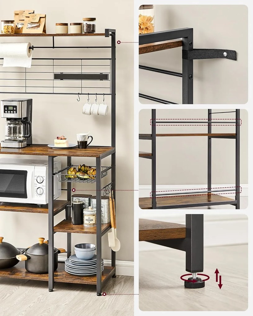 Kuchyňský regál Vasagle Shelfy hnědý/černý