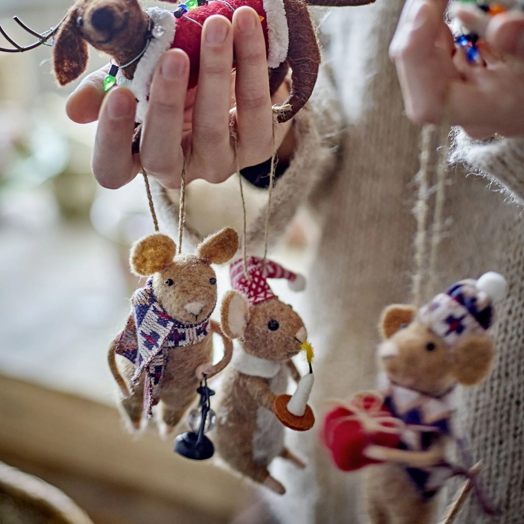 Bloomingville Plstená vianočná ozdoba Peo Brown Wool C