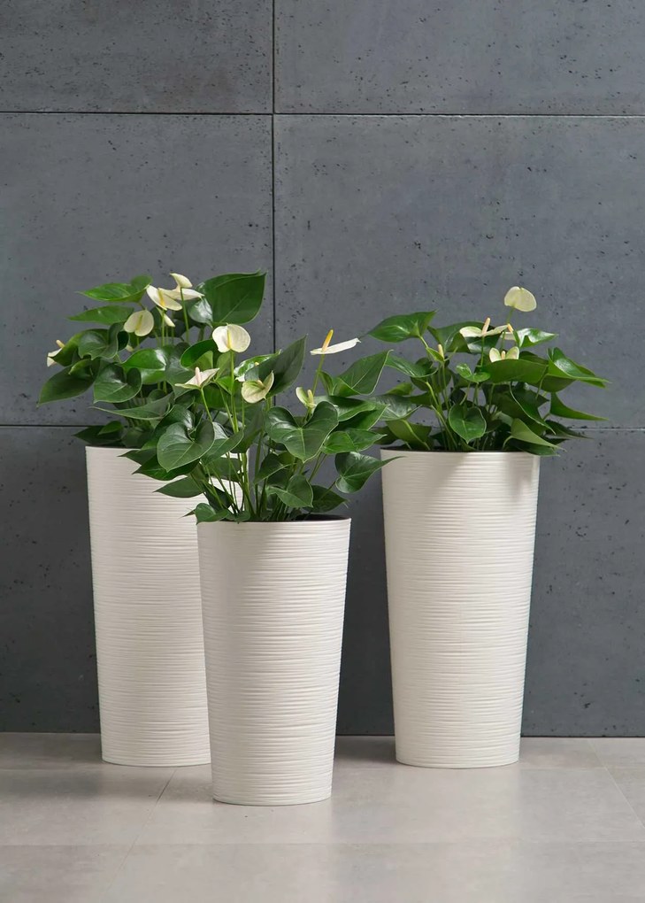PLASTOVÝ KVETINÁČ URBANIKA RIFLO 25,5X46,5 CM+19,5X36,5 CM BIELA
