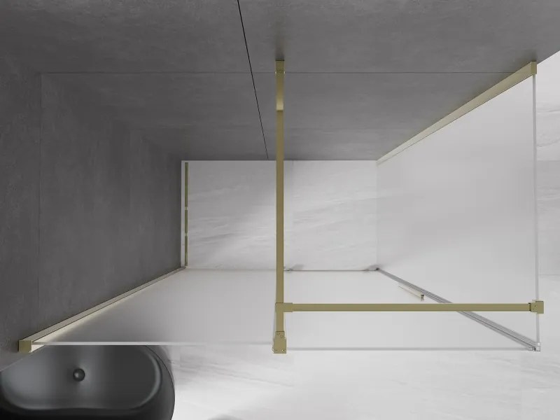 Mexen Velar, sprchový kút s posuvnými dverami 160 x 80 cm, 8mm sklo námraza, zlatá lesklá, 871-160-080-31-50