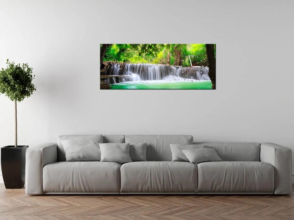 Gario Obraz s hodinami Thajsko a vodopád v Kanjanaburi Rozmery: 100 x 40 cm