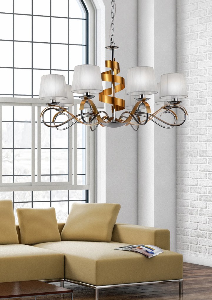 Candellux DENIS Luster 8X40W E14 Chrome / Gold 38-23469