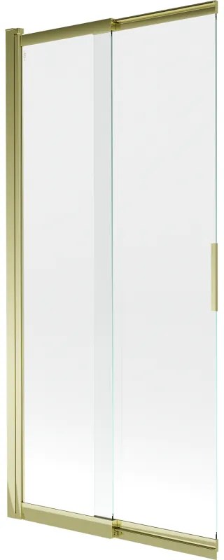 Mexen Fox, 2-krídlová vaňová zástena 85x150 cm, 5mm číre sklo, zlatý lesklý profil, 891-085-002-50-00