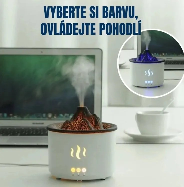 Aróma difuzér RDF3 v tvare sopky - 500 ml - biely