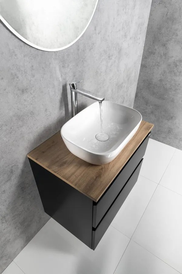 Aqualine Aqualine, ALTAIR skrinka s doskou 68 cm, čierna mat/dub emporio, AI670-01