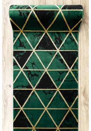 Behúň EMERALD exkluzívny 1020 glamour, marmur, trojuholníky zelený/zlatý