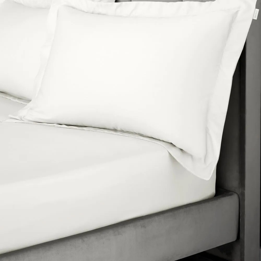 Slonovinová napínacia plachta z bavlneného saténu 90x190 cm Cotton Sateen – Bianca