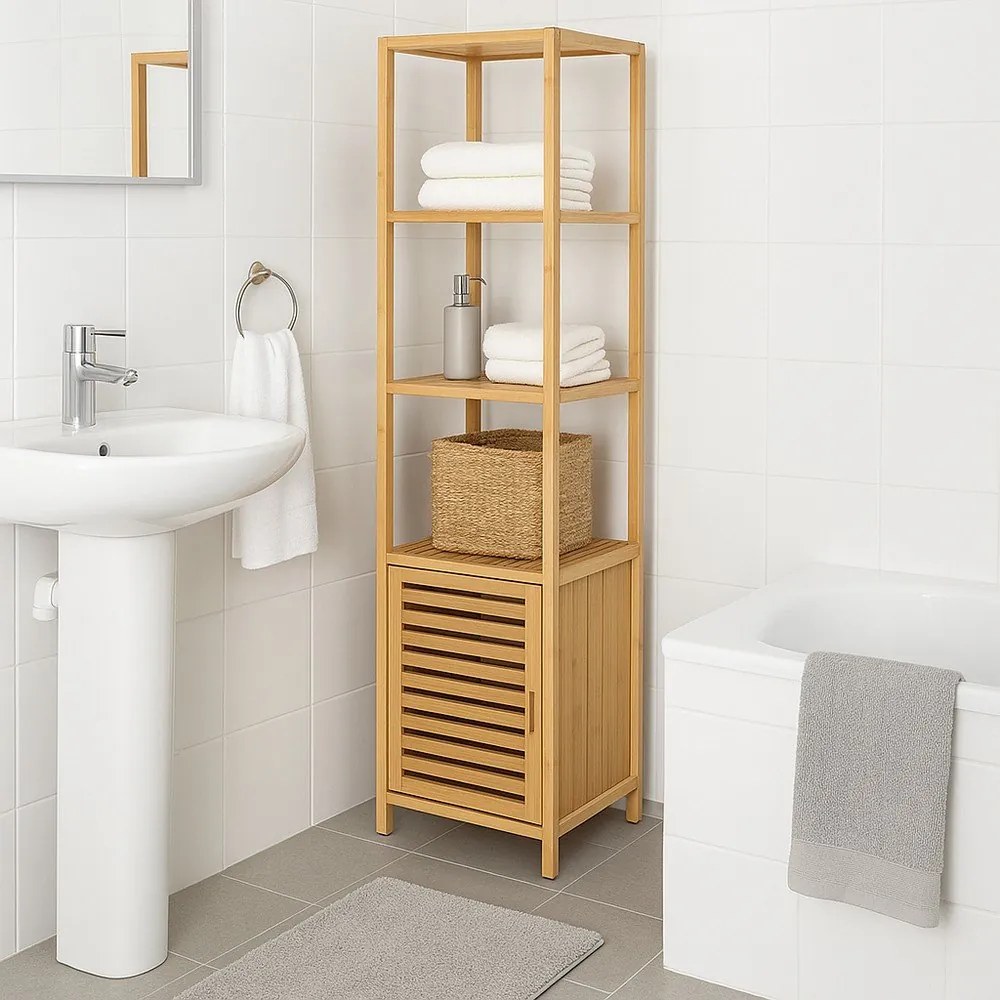 Bambusový kúpeľňový regál v prírodnej farbe 35x140 cm Auren – Bonami Essentials