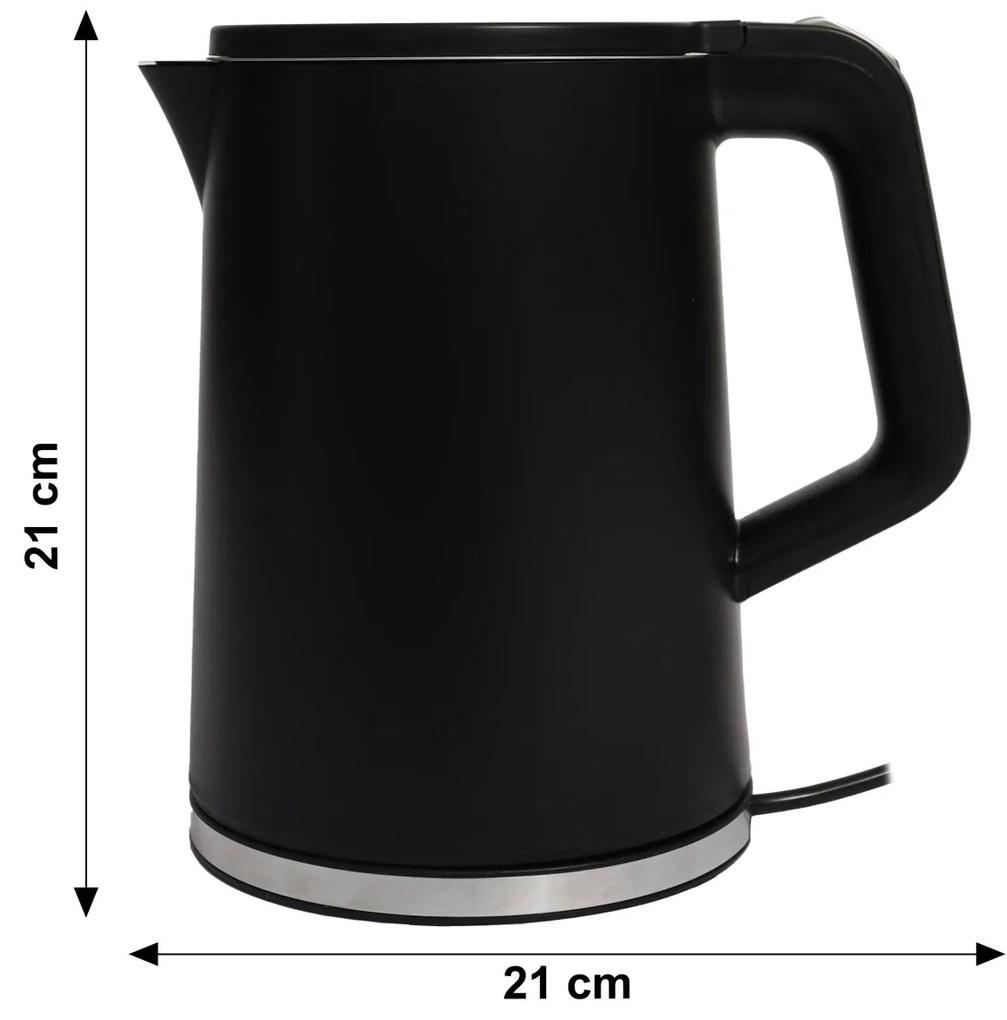 Bauerkraft Bezdrôtová cestovná rýchlovarná kanvica 1500 W 1,2 l otočná čierna