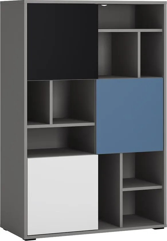 Regál Laser LASR02B 3D platinovo sivá/čierna perla/alpská biela/modrá