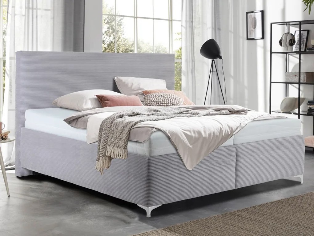 Posteľ Hilton 180x200 cm, svelo šedá látka