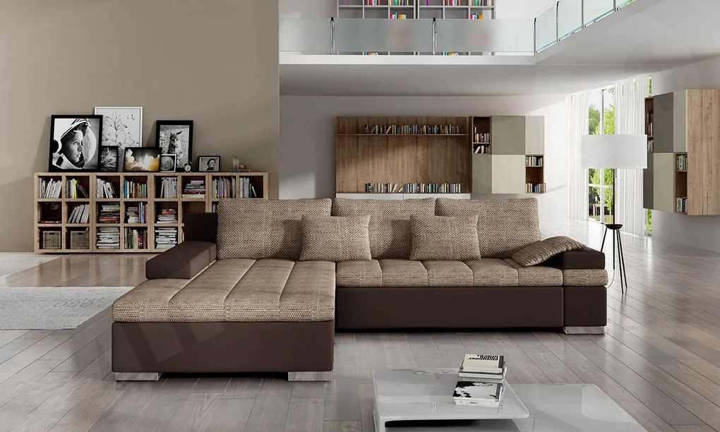 Rohová sedačka Kanton, Dostupné poťahy: ekokoža Soft 011 + Lawa 05, Strana: pravá