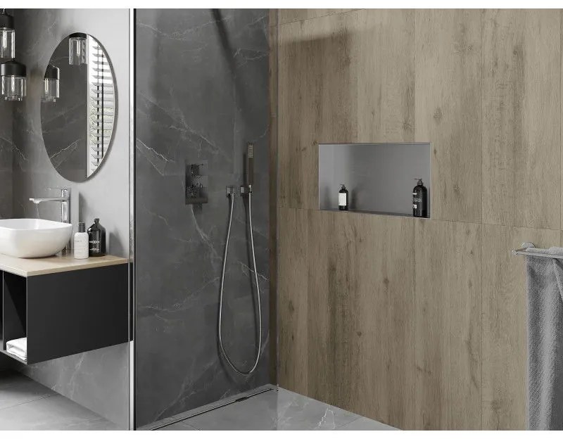 Mexen X-Wall-NR, polička na zapustenie pod obklad bez goliera 60 x 30 cm, oceľová, 1911603010