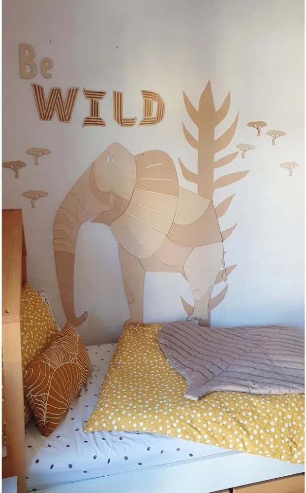 Drevená nástenná dekorácia Slon – safari v detskej izby S