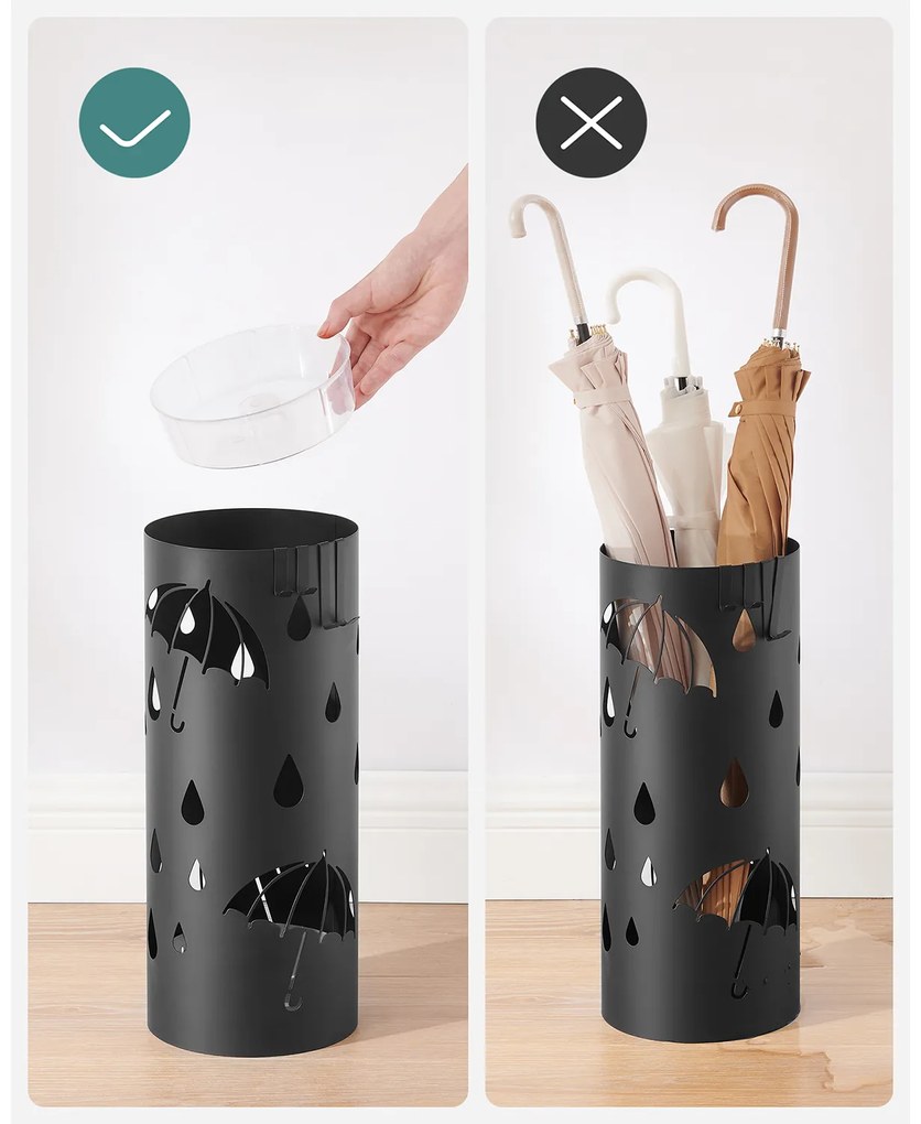 Kovový stojan na dáždniky ANABEL, 17x41cm, čierna SongmicsHome