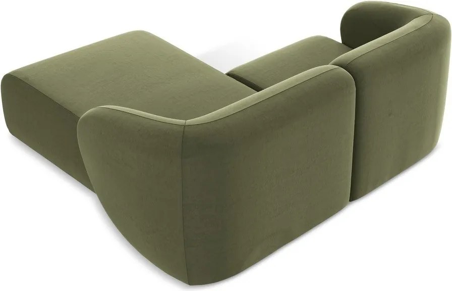 Zelená zamatová rohová pohovka (pravý roh/s leňoškou) Lani – Makamii