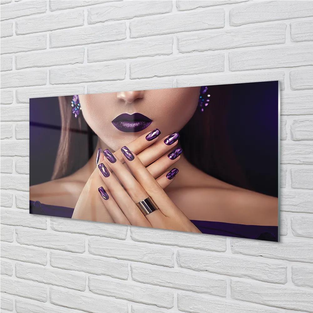 Obraz plexi Ženské ruky fialové pery 125x50 cm