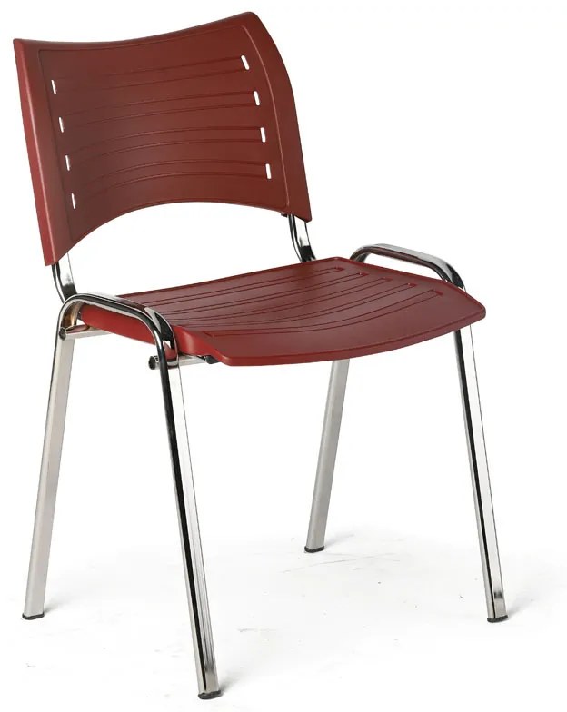 Plastová stolička SMART, chrómované nohy, bordó