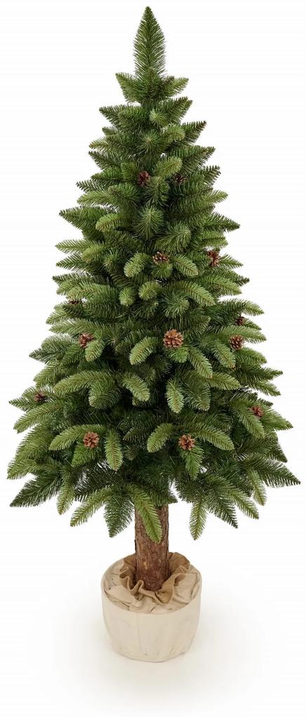 Umelý vianočný stromček na pníku so šiškami PREMIUM | 2m