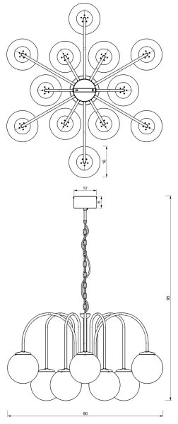 Luster na reťazi CAMBRIDGE 12xE14/60W/230V čierna