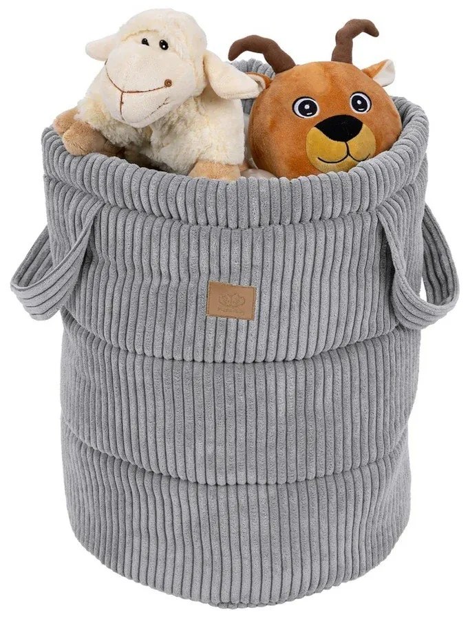 Sivý látkový detský kôš na hračky ø 39x50 cm – Meowbaby