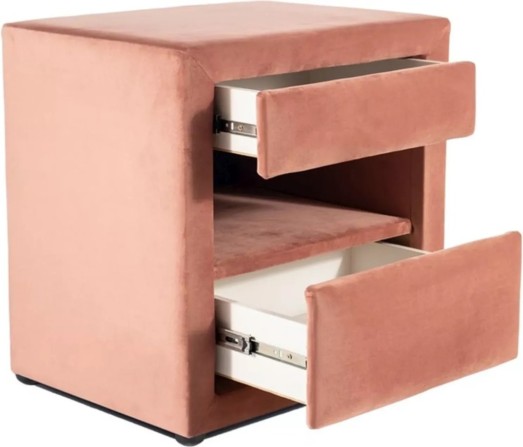 SI ET-003 Sametová nočná skrinka antická ružová