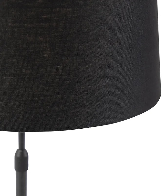 Stolná lampa čierna s ľanovým tienidlom čiernym 35 cm nastaviteľná - Parte
