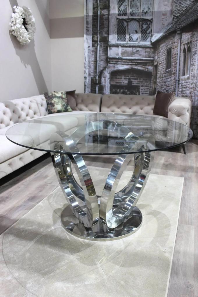 Strieborný sklenený jedálenský stôl 130cm 75cm