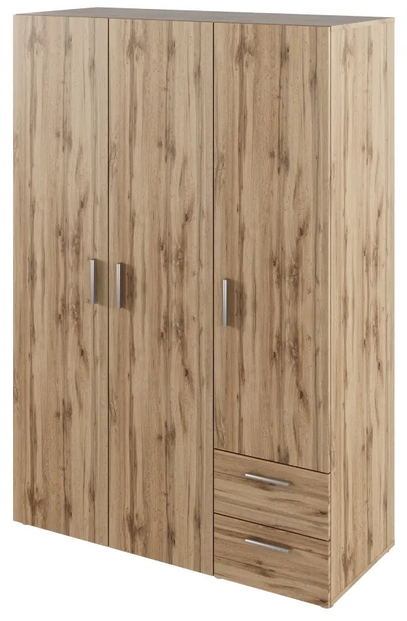 Trojdverová šatníková skriňa so zásuvkami Adeli - dub wotan