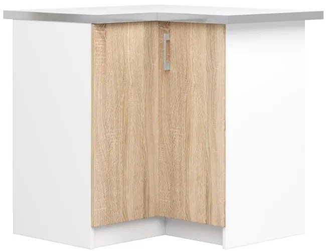 Spodná rohová kuchynská skrinka s doskou LIMA S90/90N biela / dub sonoma