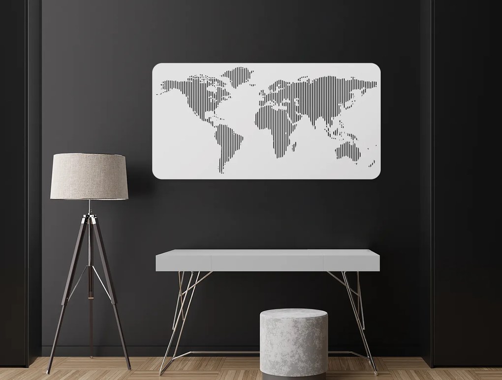drevko Dizajnová nástenná 3D mapa sveta Rozmer obrazu: 45 x 89 cm, Farba dekorácie: Čierna