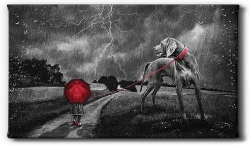 GLIX Prechádzka so psom - obraz na plátne 60 x 30 cm