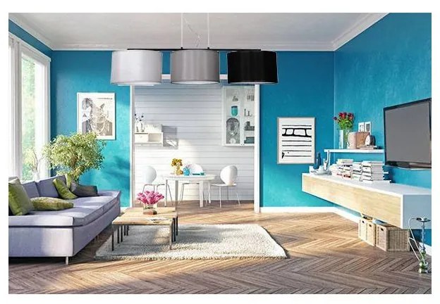 Závesné svietidlo Indigo, 3x textilné tienidlo (mix 3 farieb), b