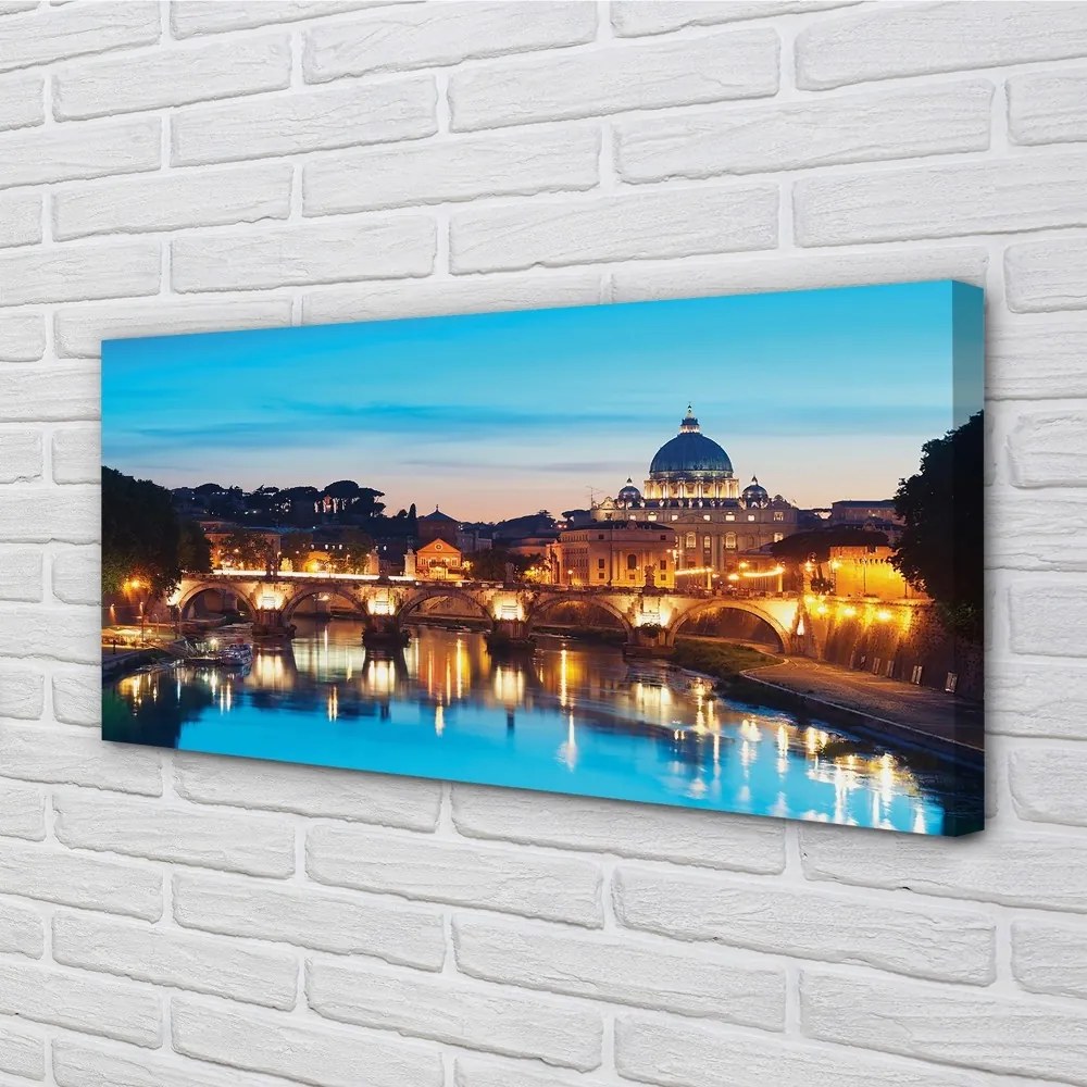 Obraz na plátne Rím západu slnka riečne mosty 120x60 cm
