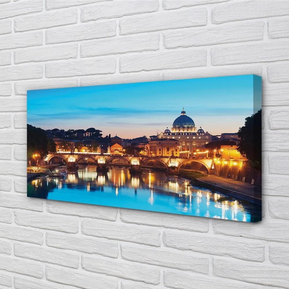 Obraz na plátne Rím západu slnka riečne mosty 125x50 cm
