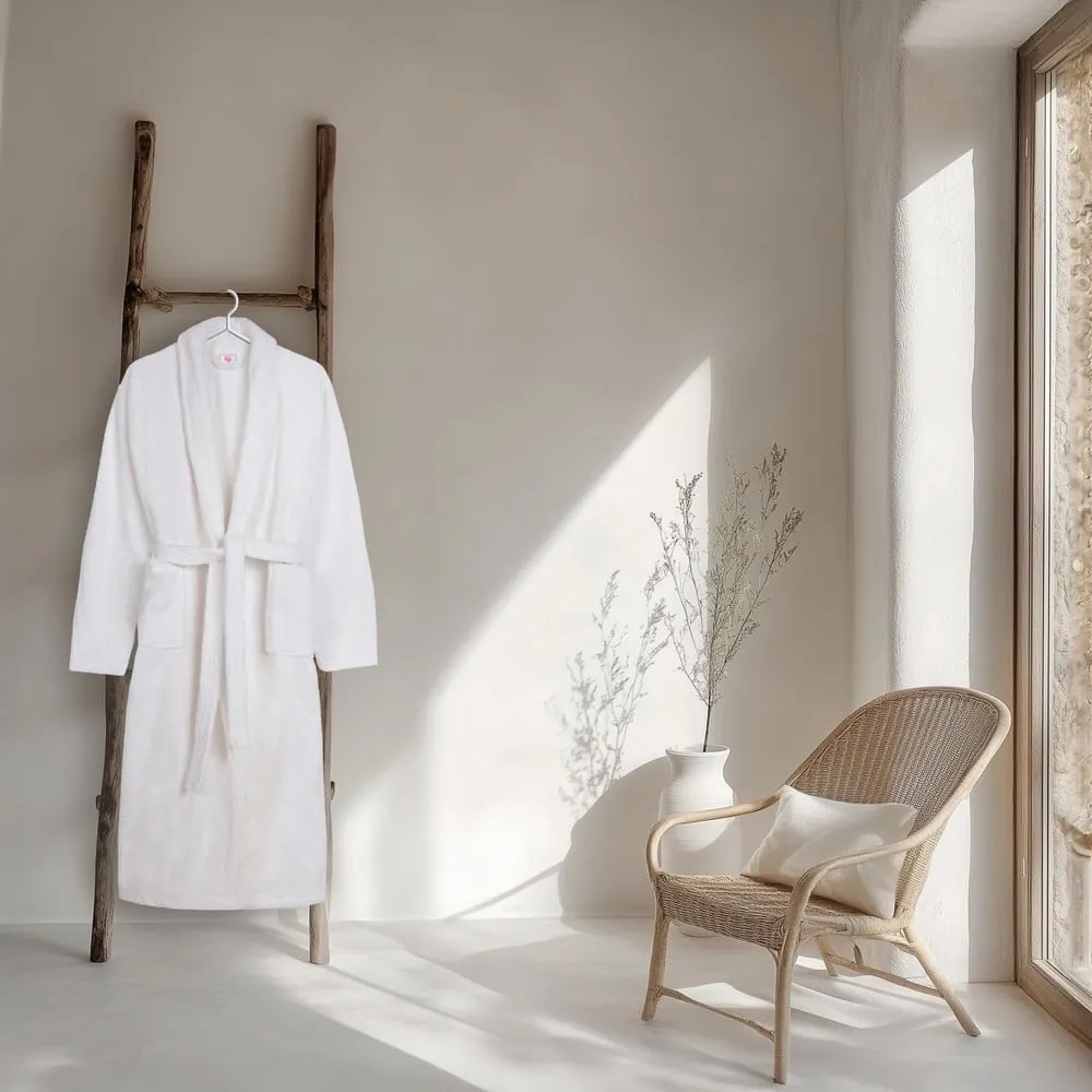 Biely bavlnený župan veľkosť XS/S Terry – HIP