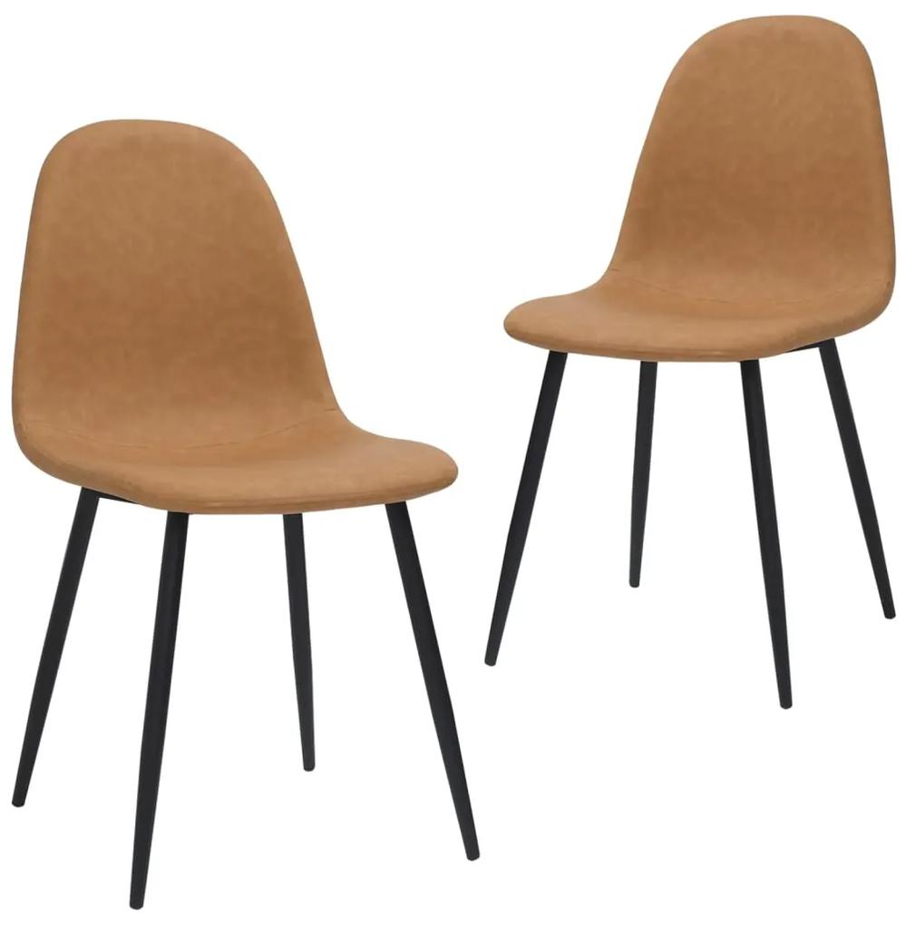 Jedálenské stoličky 2 ks 45x53,5x83 cm, svetlohnedé, umelá koža 325638