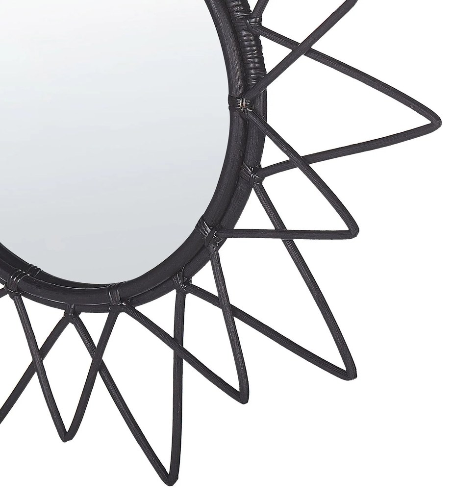 Nástenné ratanové zrkadlo ⌀ 61 cm čierne AROEK Beliani