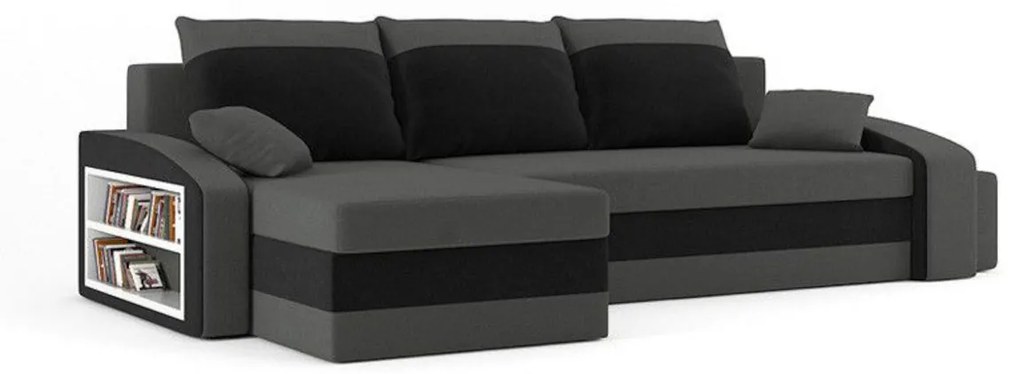 Rohová rozkladacia sedačka LINT 2, 255x75x140, haiti 17/haiti 0, ľavá