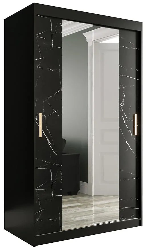 Skriňa Marmur T1 120 čierna/mramor čierna