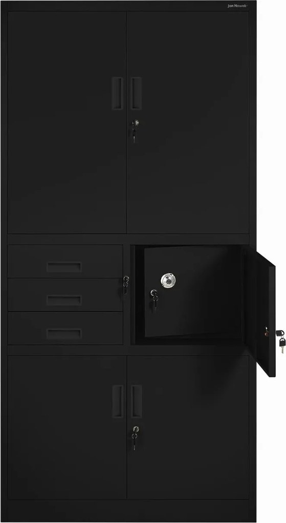 Kovová skriňa Filip II s trezorom: čierna (1060)