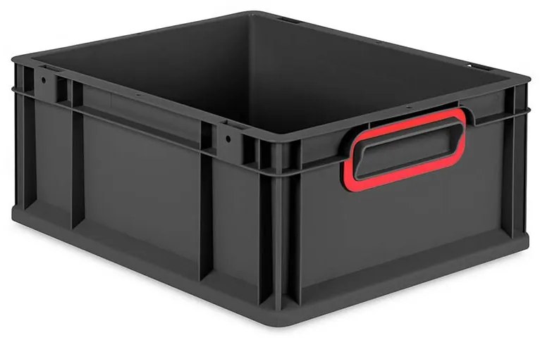 Sada 10 kusov - Eurobox Next Gen 2.0 Cycle - Stohovateľný kontajner s uzavretými rukoväťami - Červený - 400 x 300 x 170 mm - Antracit